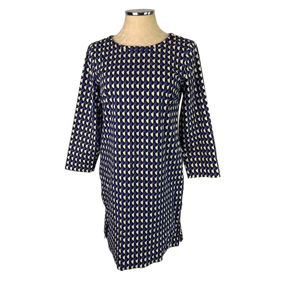 4 J.Crew Jet Set Go Geo Shift Dress Zipper Detail Stretch Cotton Style C5001